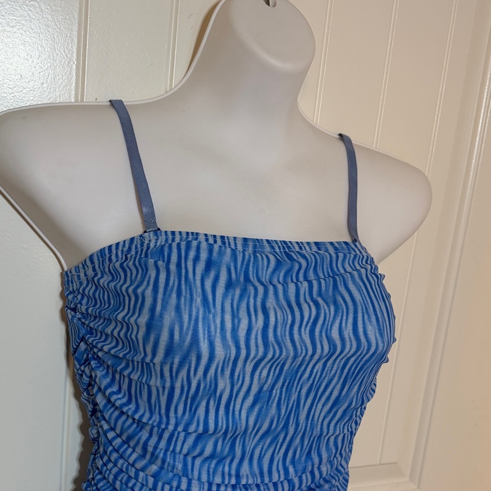 Blue Ruched Mini Dress - Picture 3 of 6